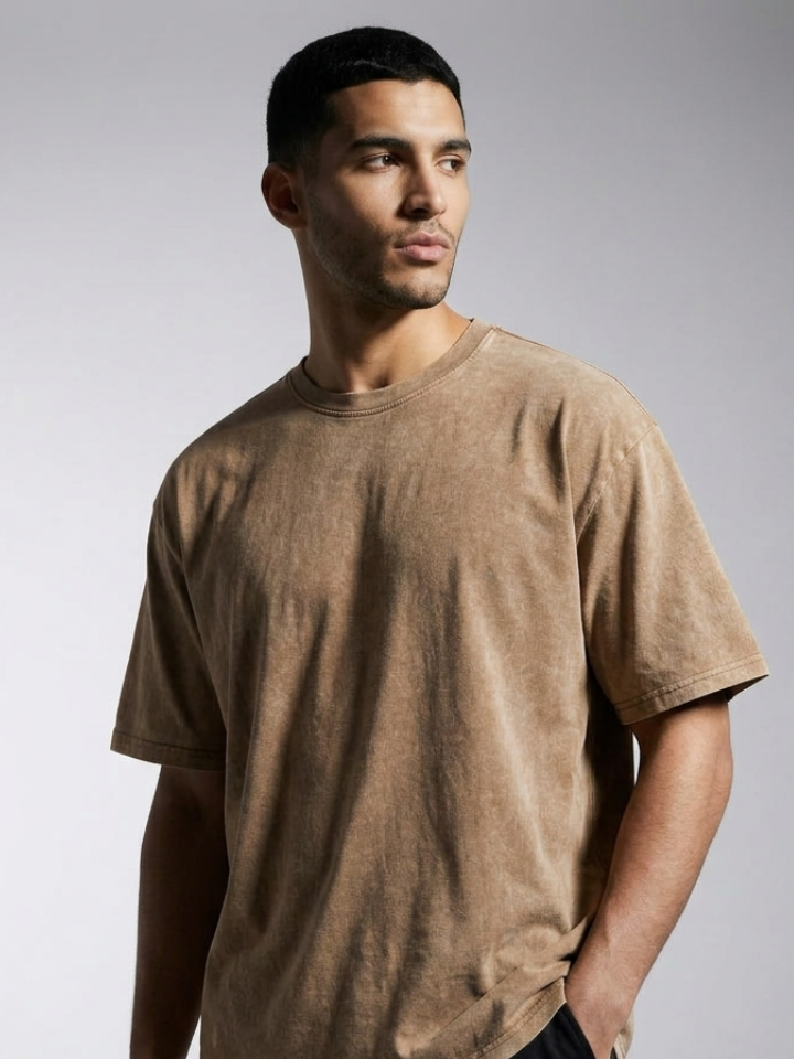 T-shirt Vintage en Coton beige